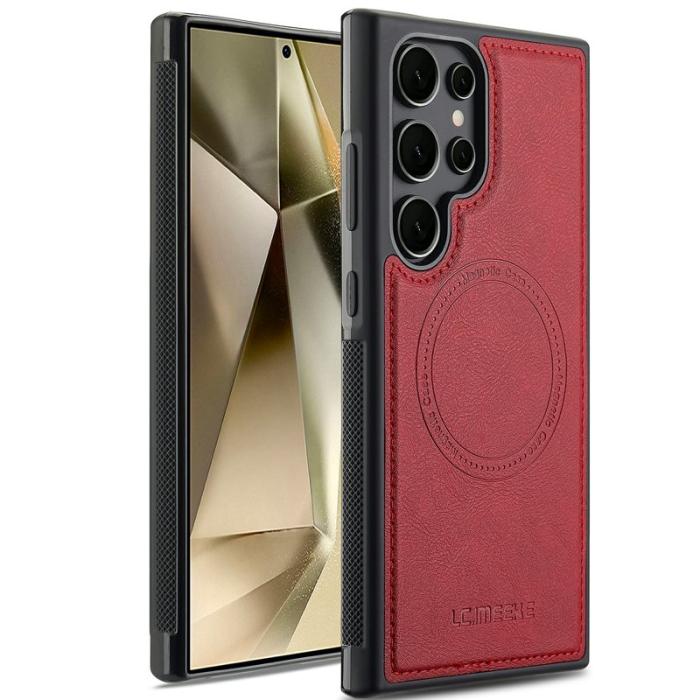 LC.imeeke - LC.IMEEKE Mobilskal för Samsung Galaxy S26 Ultra Magnetiskt Konstläder + TPU Röd