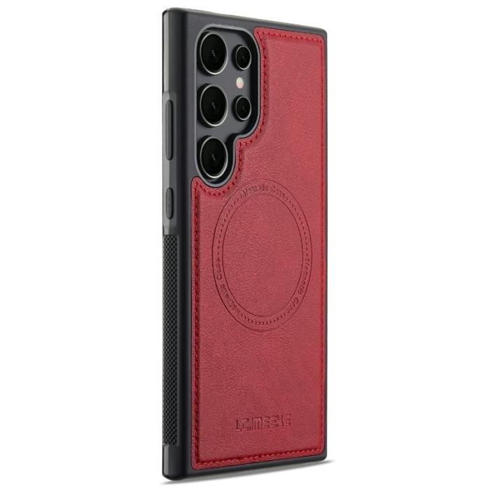 LC.imeeke - LC.IMEEKE Mobilskal för Samsung Galaxy S26 Ultra Magnetiskt Konstläder + TPU Röd