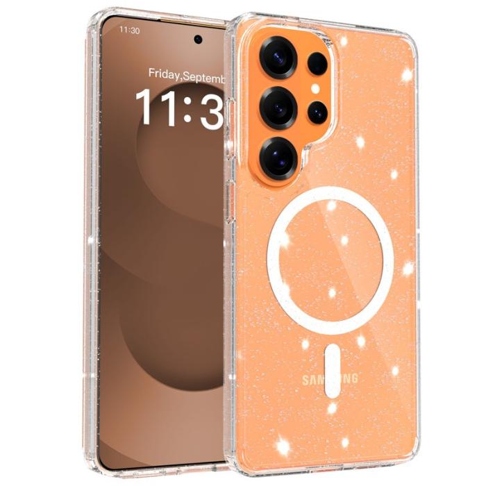 OEM - Mobilskal för Samsung Galaxy S26 Ultra Magnetiskt Glitter TPU PC - Transparent