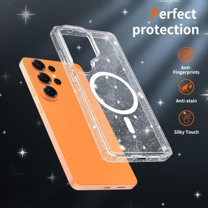 OEM - Mobilskal för Samsung Galaxy S26 Ultra Magnetiskt Glitter TPU PC - Transparent