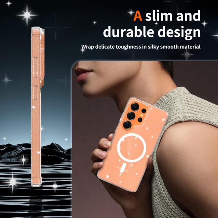 OEM - Mobilskal för Samsung Galaxy S26 Ultra Magnetiskt Glitter TPU PC - Transparent