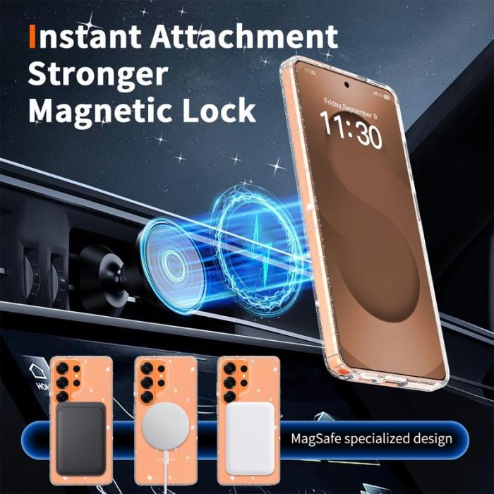 OEM - Mobilskal för Samsung Galaxy S26 Ultra Magnetiskt Glitter TPU PC - Transparent