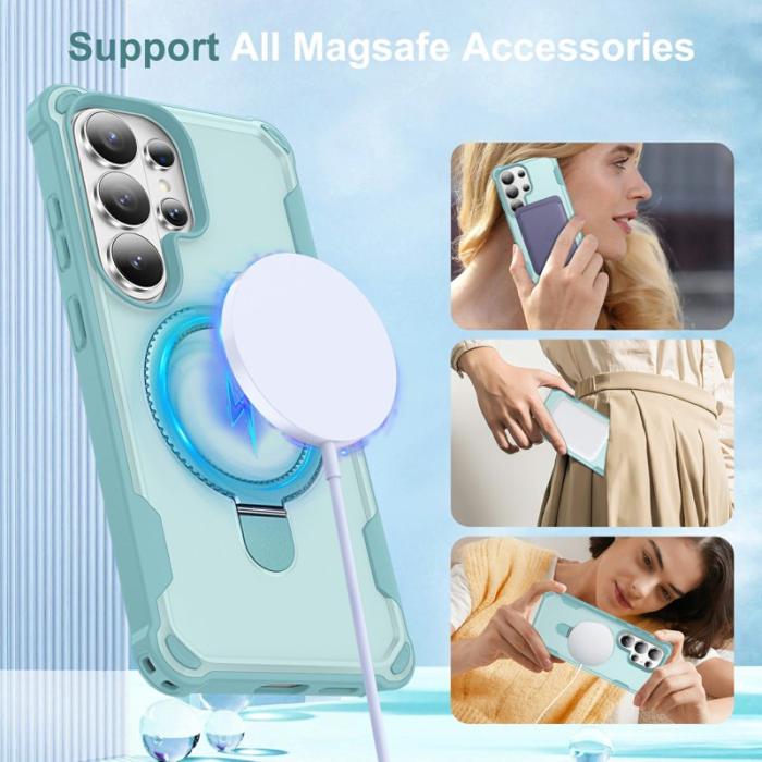 OEM - Mobilskal för Samsung Galaxy S26 Ultra Magnetiskt Kickstand TPU + PC - Sjöblå