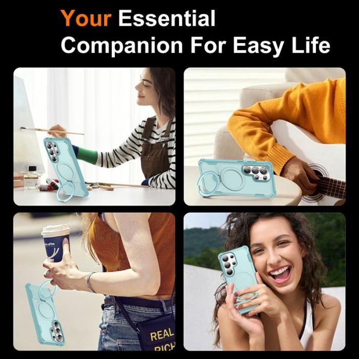 OEM - Mobilskal för Samsung Galaxy S26 Ultra Magnetiskt Kickstand TPU + PC - Sjöblå