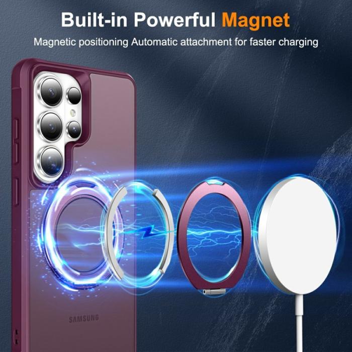 OEM - Mobilskal för Samsung Galaxy S26 Ultra Magnetiskt Kickstand TPU + PC - Vinröd