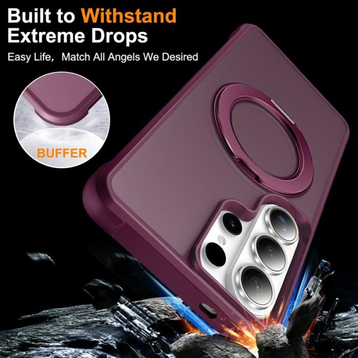 OEM - Mobilskal för Samsung Galaxy S26 Ultra Magnetiskt Kickstand TPU + PC - Vinröd