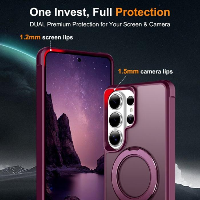 OEM - Mobilskal för Samsung Galaxy S26 Ultra Magnetiskt Kickstand TPU + PC - Vinröd