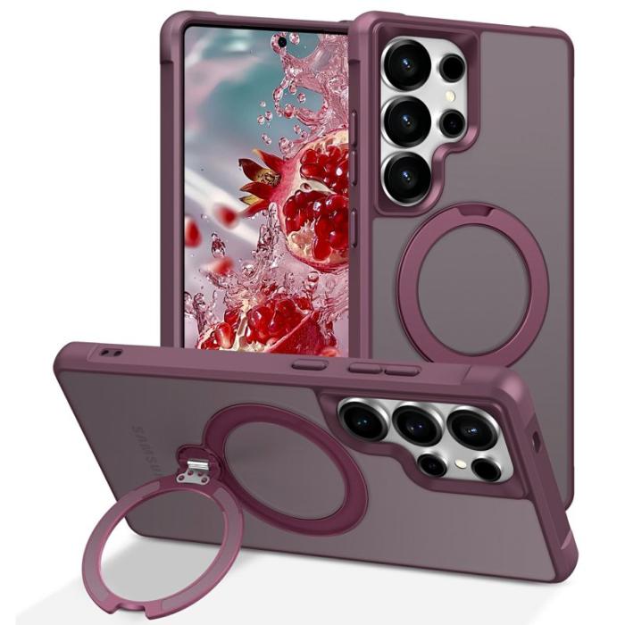 OEM - Mobilskal för Samsung Galaxy S26 Ultra Magnetiskt Kickstand TPU - Vinröd