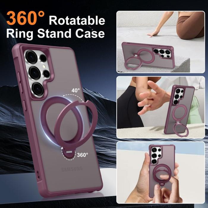 OEM - Mobilskal för Samsung Galaxy S26 Ultra Magnetiskt Kickstand TPU - Vinröd