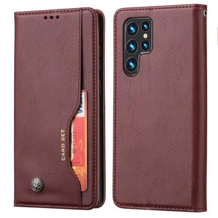 OEM - Mobilskal för Samsung Galaxy S26 Ultra Magnetiskt Konstläder Ställ - Mörkbrun