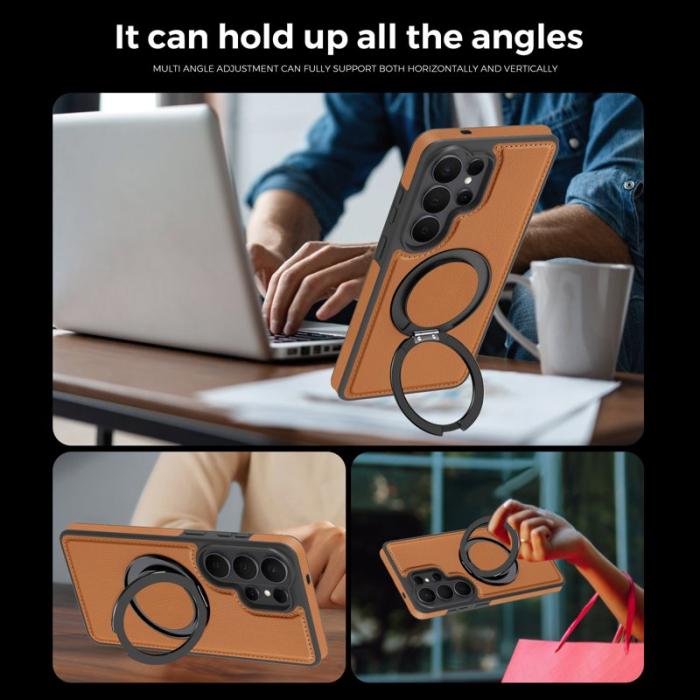 OEM - Mobilskal för Samsung Galaxy S26 Ultra Magnetiskt med Ring Kickstand - Brun