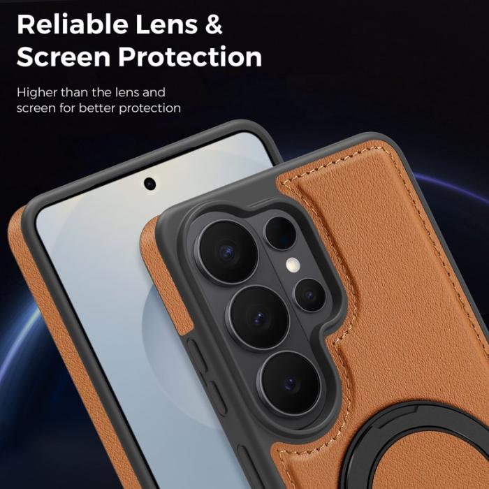 OEM - Mobilskal för Samsung Galaxy S26 Ultra Magnetiskt med Ring Kickstand - Brun