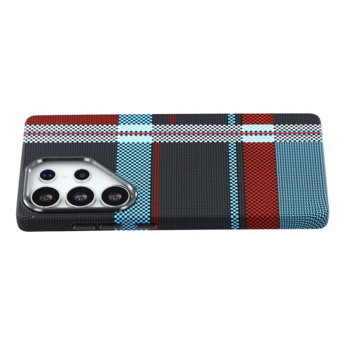 OEM - Mobilskal för Samsung Galaxy S26 Ultra Magnetiskt PC - Rutig Blå