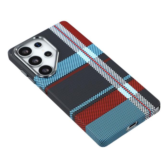 OEM - Mobilskal för Samsung Galaxy S26 Ultra Magnetiskt PC - Rutig Blå