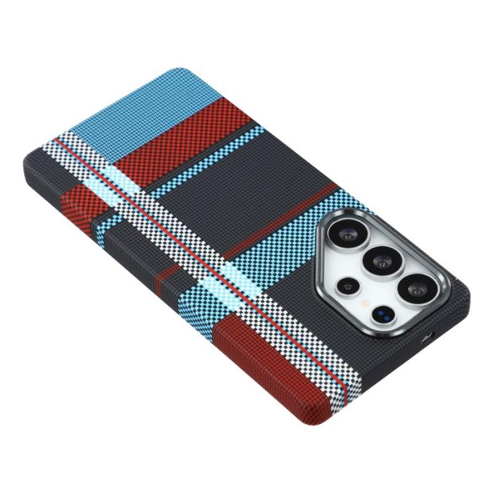 OEM - Mobilskal för Samsung Galaxy S26 Ultra Magnetiskt PC - Rutig Blå