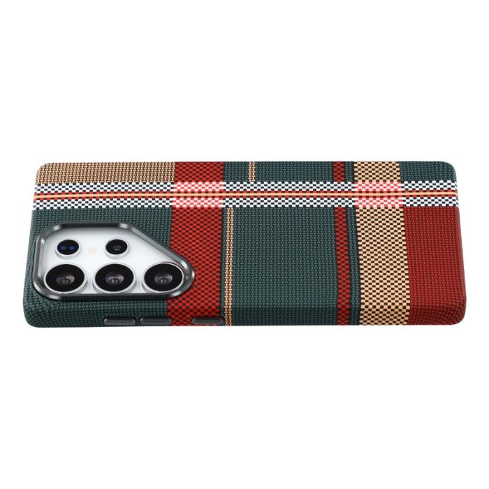 OEM - Mobilskal för Samsung Galaxy S26 Ultra Magnetiskt PC - Rutig Röd