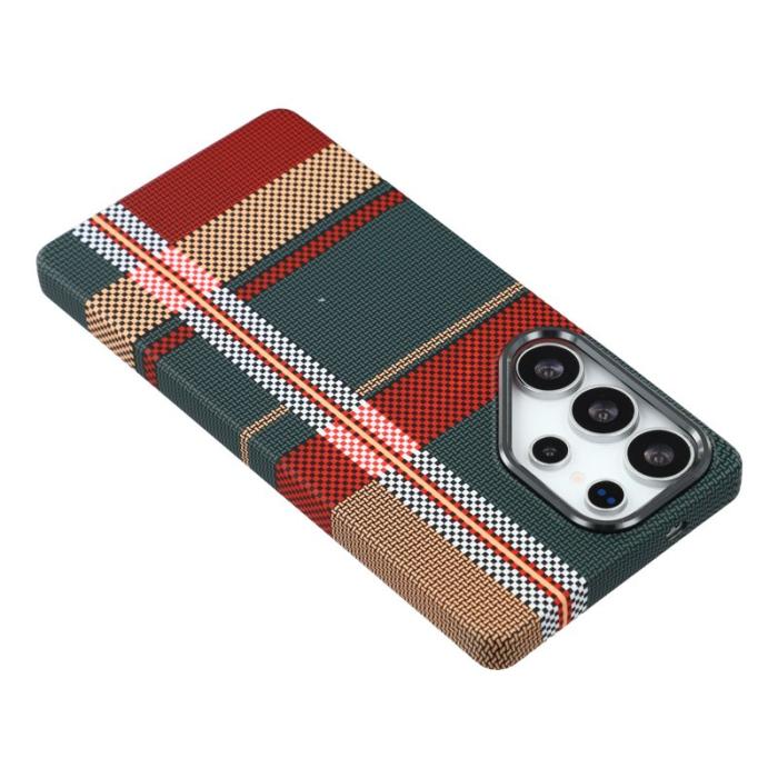 OEM - Mobilskal för Samsung Galaxy S26 Ultra Magnetiskt PC - Rutig Röd