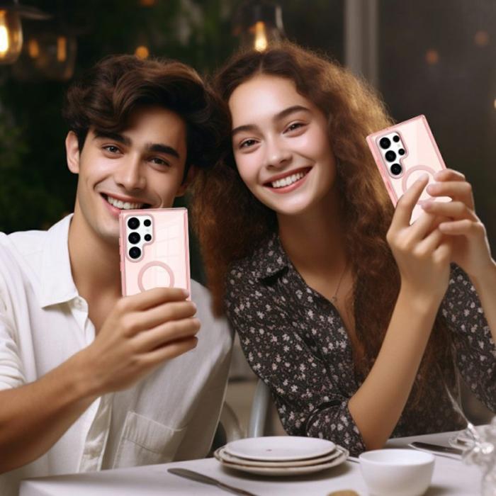 WANLONFENG - WANLONFENG Mobilskal för Samsung Galaxy S26 Ultra Magnetiskt PC + TPU - Rosa