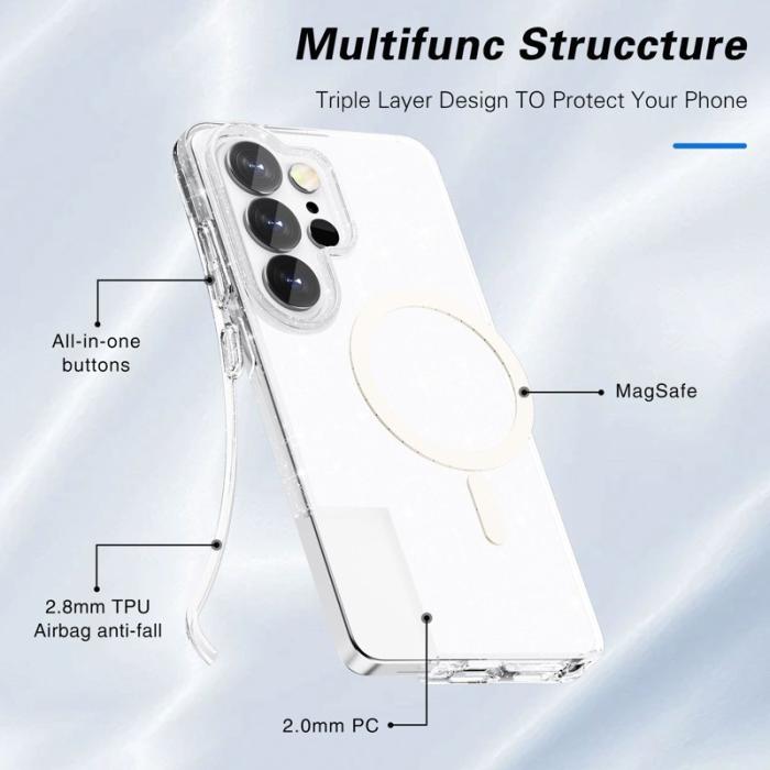 OEM - Mobilskal för Samsung Galaxy S26 Ultra Magnetiskt PC + TPU - Transparent Vit