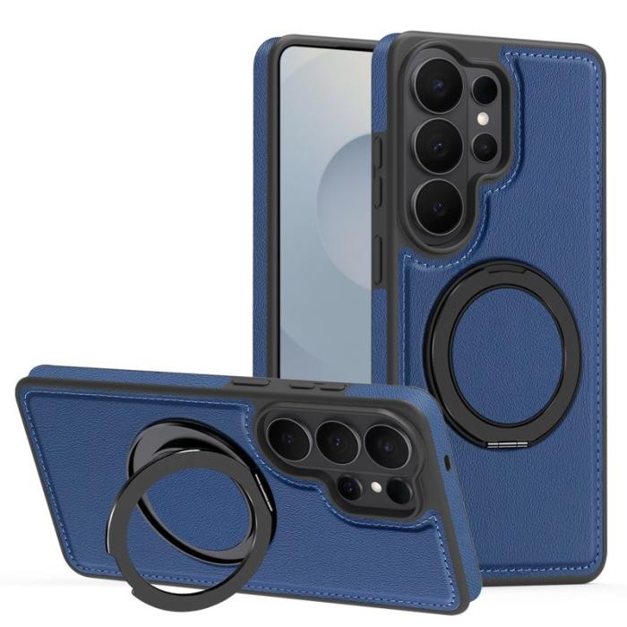 OEM - Mobilskal för Samsung Galaxy S26 Ultra Magnetiskt PU-Konstläder med Ring - Safir