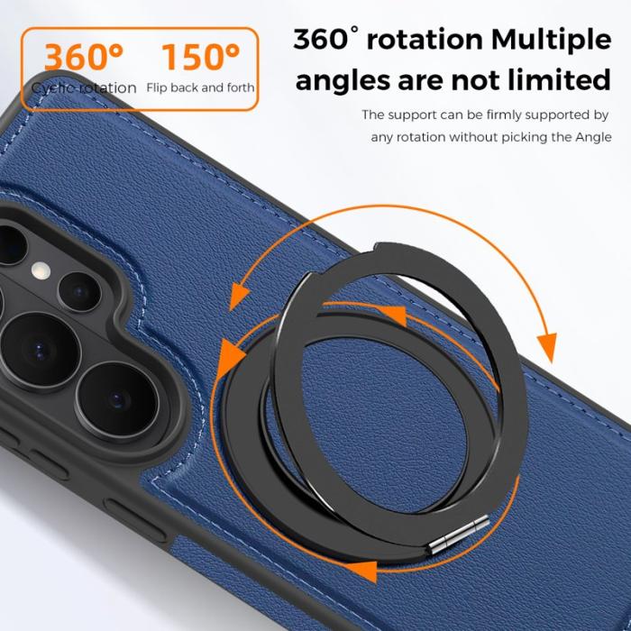 OEM - Mobilskal för Samsung Galaxy S26 Ultra Magnetiskt PU-Konstläder med Ring - Safir