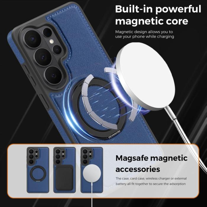 OEM - Mobilskal för Samsung Galaxy S26 Ultra Magnetiskt PU-Konstläder med Ring - Safir