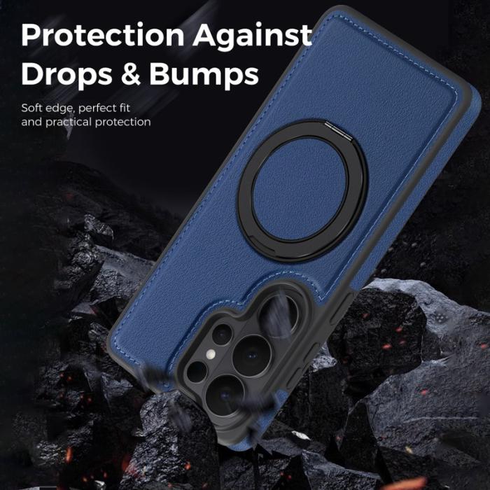 OEM - Mobilskal för Samsung Galaxy S26 Ultra Magnetiskt PU-Konstläder med Ring - Safir