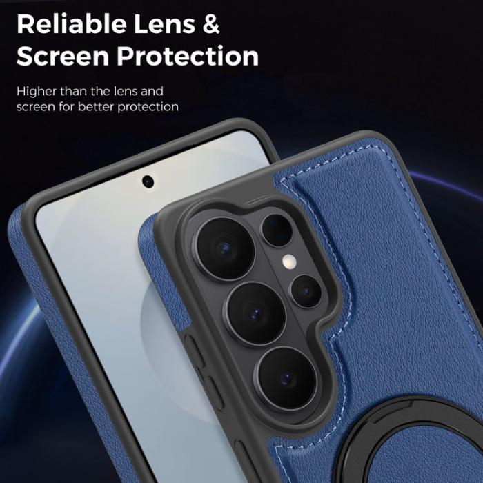 OEM - Mobilskal för Samsung Galaxy S26 Ultra Magnetiskt PU-Konstläder med Ring - Safir