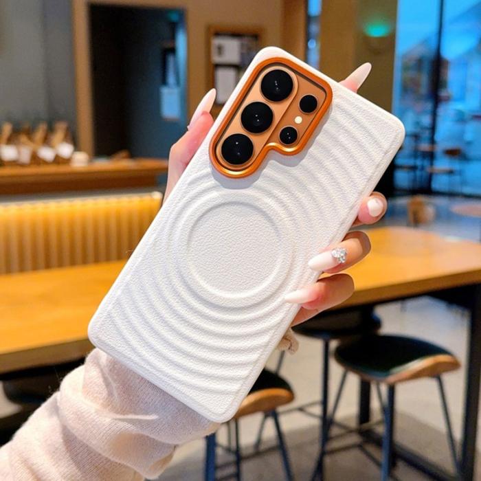 OEM - Mobilskal för Samsung Galaxy S26 Ultra Magnetiskt Konstläder - Vit