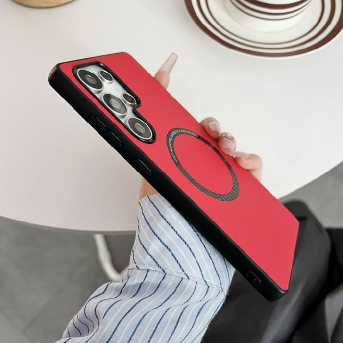 OEM - Mobilskal för Samsung Galaxy S26 Ultra Magnetiskt PU + PC - Röd
