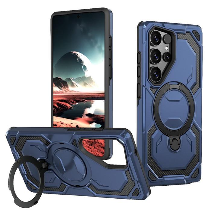 OEM - Mobilskal för Samsung Galaxy S26 Ultra Magnetiskt Ring Kickstand PC + TPU - Blå