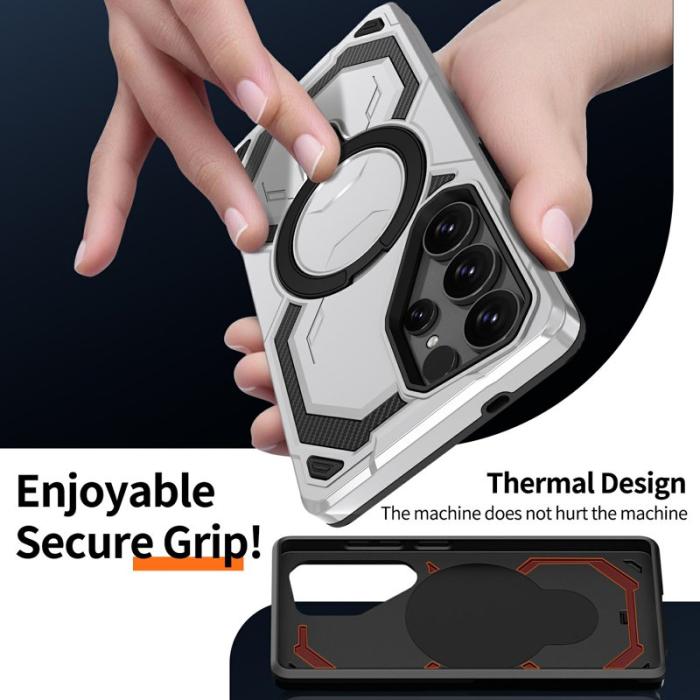 OEM - Mobilskal för Samsung Galaxy S26 Ultra Magnetiskt Ring Kickstand PC + TPU - Grå