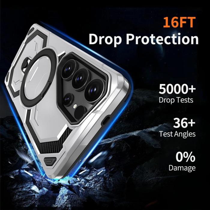 OEM - Mobilskal för Samsung Galaxy S26 Ultra Magnetiskt Ring Kickstand PC + TPU - Grå