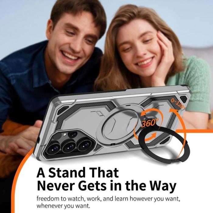 OEM - Mobilskal för Samsung Galaxy S26 Ultra Magnetiskt Ring Kickstand PC + TPU - Grå