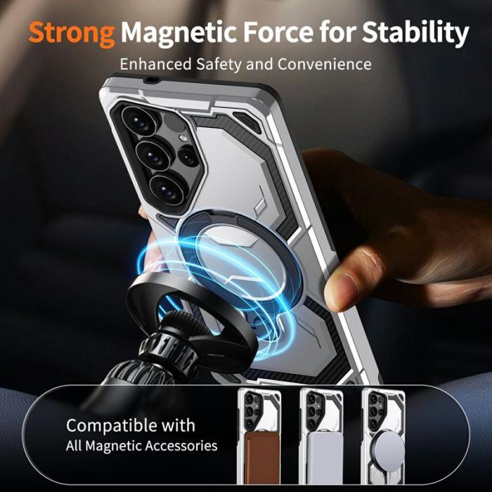 OEM - Mobilskal för Samsung Galaxy S26 Ultra Magnetiskt Ring Kickstand PC + TPU - Grå