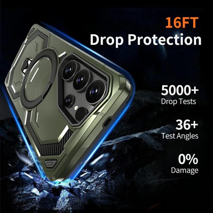 OEM - Mobilskal för Samsung Galaxy S26 Ultra Magnetiskt Ring Kickstand PC + TPU - Grön