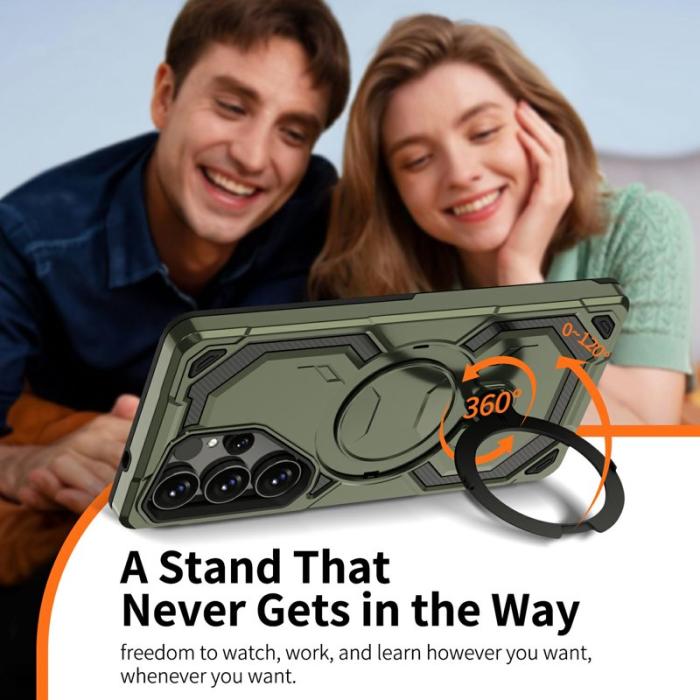 OEM - Mobilskal för Samsung Galaxy S26 Ultra Magnetiskt Ring Kickstand PC + TPU - Grön