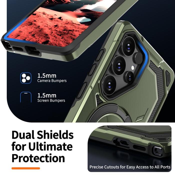 OEM - Mobilskal för Samsung Galaxy S26 Ultra Magnetiskt Ring Kickstand PC + TPU - Grön