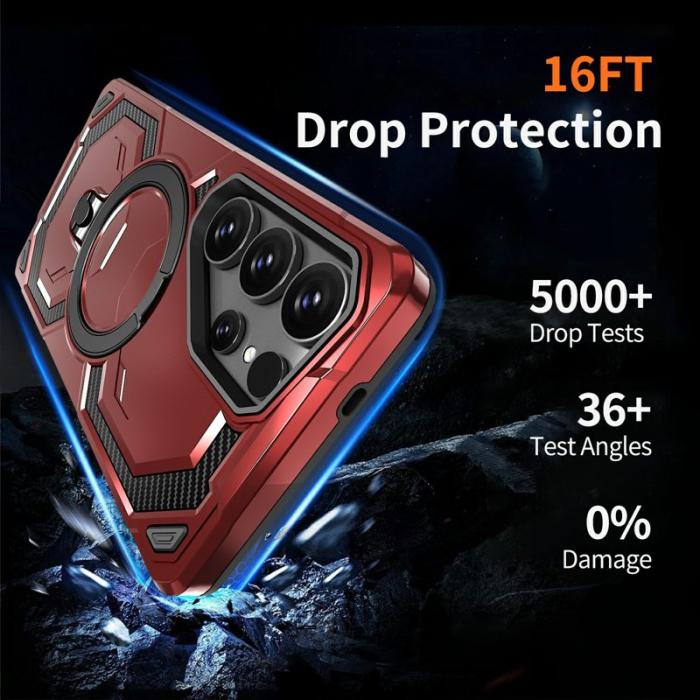 OEM - Mobilskal för Samsung Galaxy S26 Ultra Magnetiskt Ring Kickstand PC + TPU - Röd