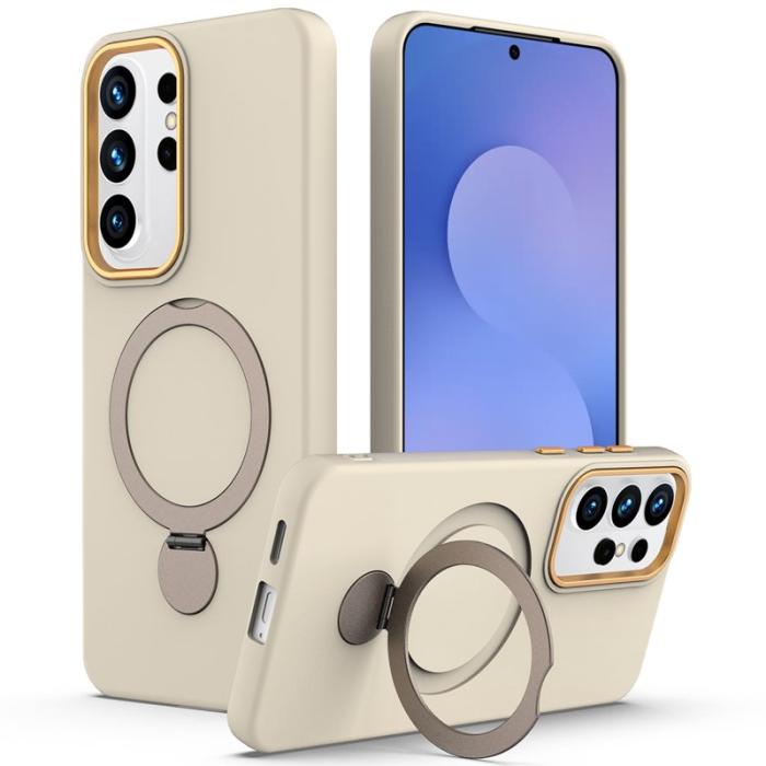 OEM - Mobilskal för Samsung Galaxy S26 Ultra Magnetiskt Ring Kickstand Plast - Aprikos