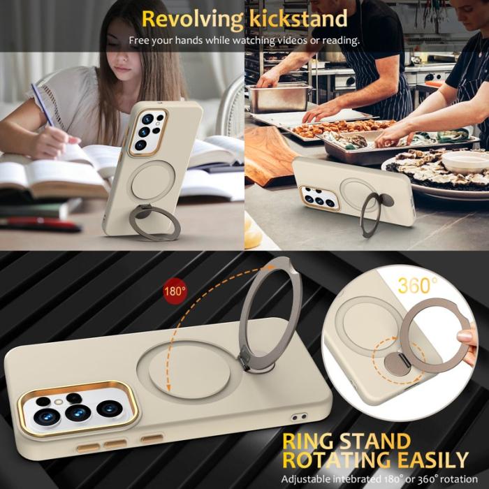 OEM - Mobilskal för Samsung Galaxy S26 Ultra Magnetiskt Ring Kickstand Plast - Aprikos