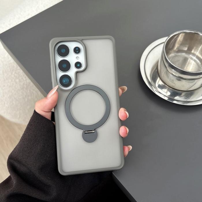 OEM - Mobilskal för Samsung Galaxy S26 Ultra Magnetiskt Ring Kickstand TPU + PC - Grå