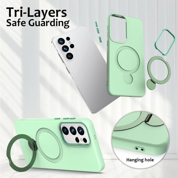 OEM - Mobilskal för Samsung Galaxy S26 Ultra Magnetiskt Ring Kickstand TPU + PC - Grön