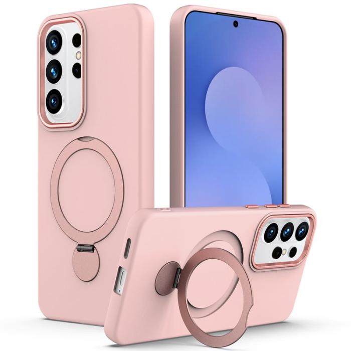 OEM - Mobilskal för Samsung Galaxy S26 Ultra Magnetiskt Ring Kickstand TPU + PC - Rosa