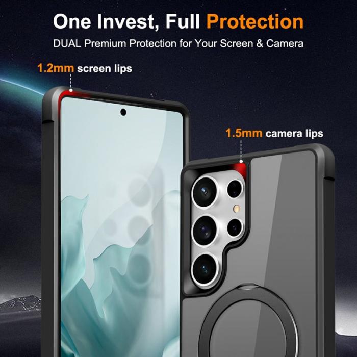 OEM - Mobilskal för Samsung Galaxy S26 Ultra Magnetiskt Ringhållare TPU + PC - Svart