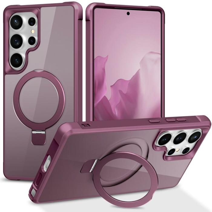 OEM - Mobilskal för Samsung Galaxy S26 Ultra Magnetiskt Ringhållare TPU + PC - Vinröd