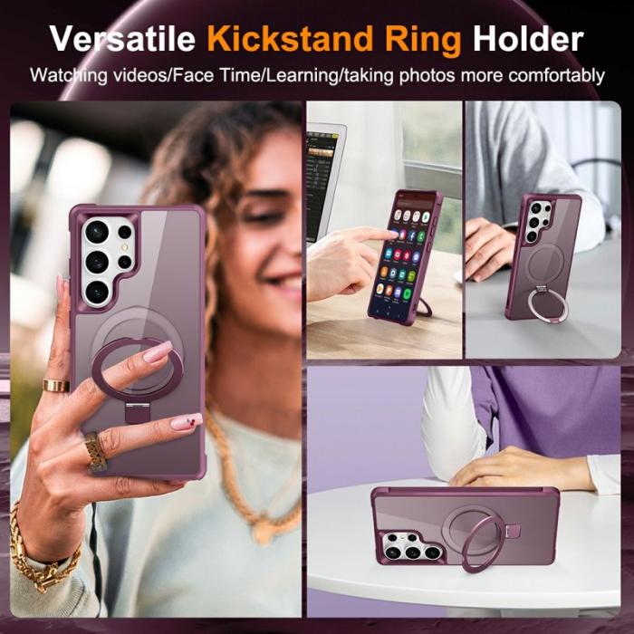 OEM - Mobilskal för Samsung Galaxy S26 Ultra Magnetiskt Ringhållare TPU + PC - Vinröd