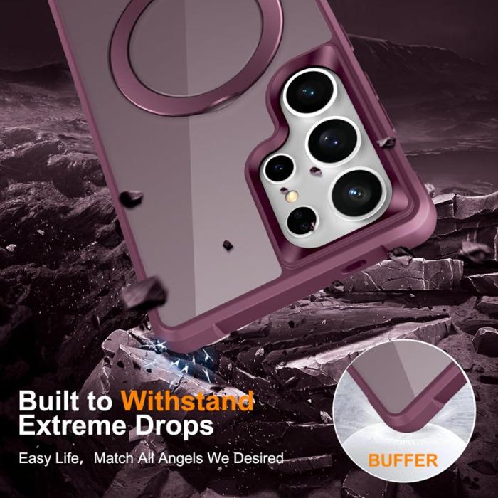 OEM - Mobilskal för Samsung Galaxy S26 Ultra Magnetiskt Ringhållare TPU + PC - Vinröd