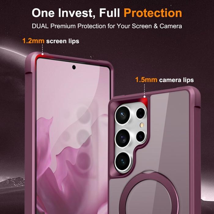 OEM - Mobilskal för Samsung Galaxy S26 Ultra Magnetiskt Ringhållare TPU + PC - Vinröd