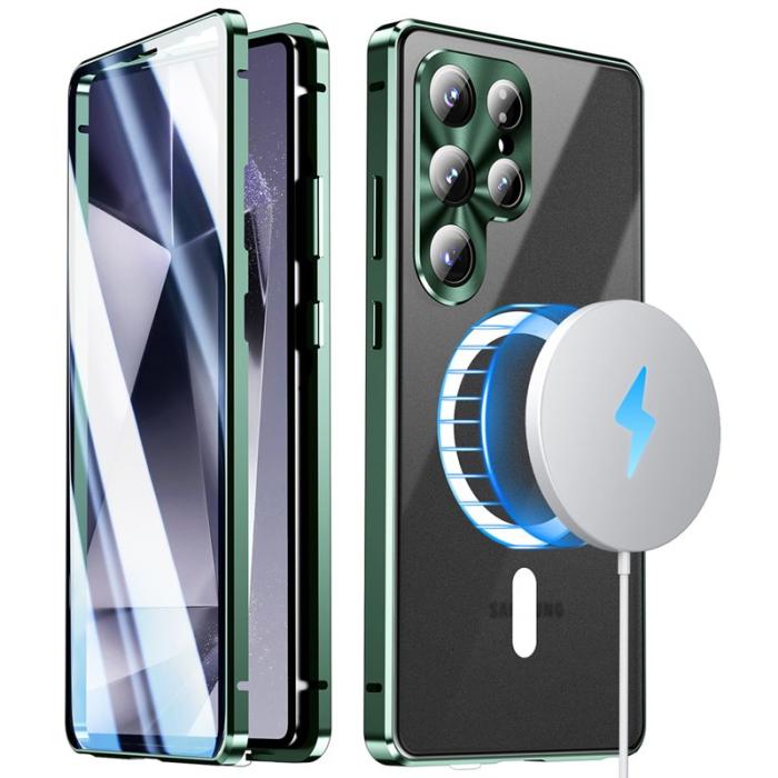 OEM - Mobilskal för Samsung Galaxy S26 Ultra Magnetiskt Tempererat Glas + PC - Grön